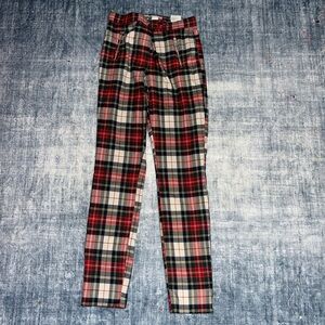 Plaid Trousers in Red and Black
